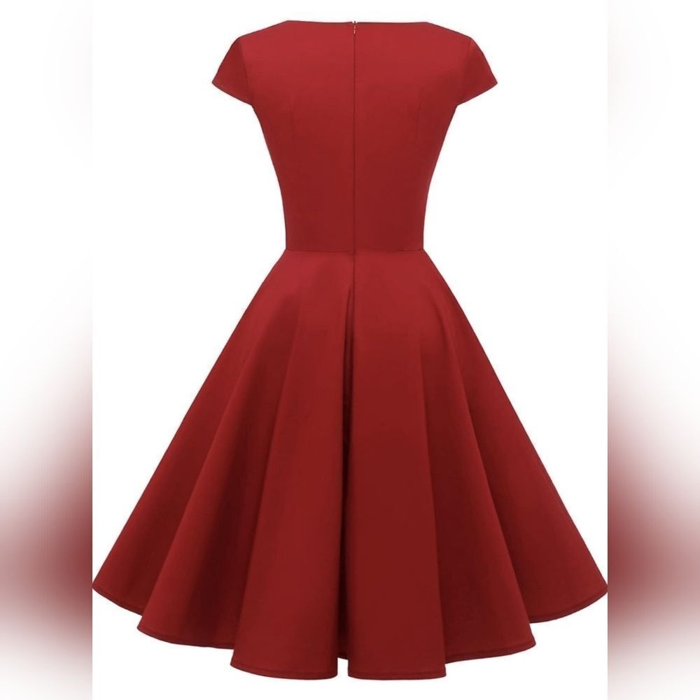 🔹️NWT Dark Red 50's Rockabilly Dress Large - Picture 3 of 12